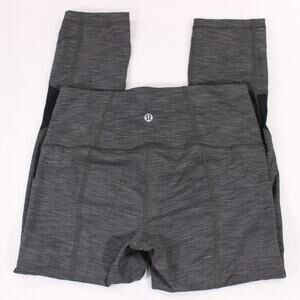 EUC Lululemon 4 Heathered Gray‎ Black Pace Rival Mid-Rise Crop Pockets
